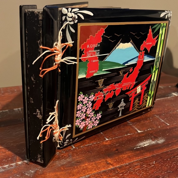 Vintage, Handpainted, Lacquered Scrapbook with map of Japan ๐ฏ๐ต - Picture 6 of 8